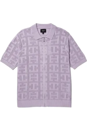Huf Koszulki, Mężczyzna, Fioletowy, M, Sweter z zamkiem Jacquard - Styl Monogram