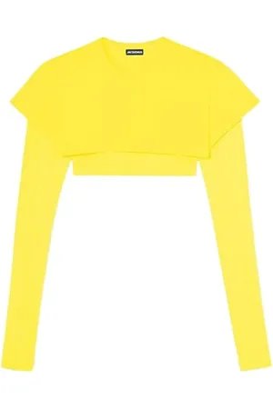 Jacquemus Koszulki, Kobieta, Żółty, L, La Montagne Warstwowy Krótki T-Shirt