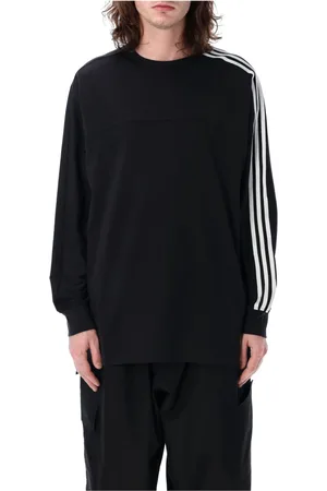 Y-3 Koszulki, Mężczyzna, Czarny, S, Bawełna, Koszulka z długim rękawem 3-Stripes