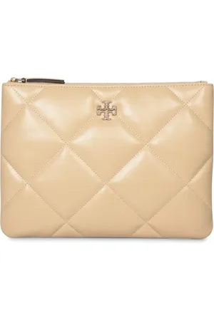 Tory Burch Torebki, Kobieta, Biały, ONE SIZE, Skóra, Kopertówka Kira Quilted