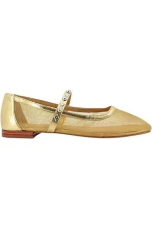 CARRANO Buty, Kobieta, Żółty, 37 EU, Nylon, Baleriny z nylonu z ćwiekami i kryształkami