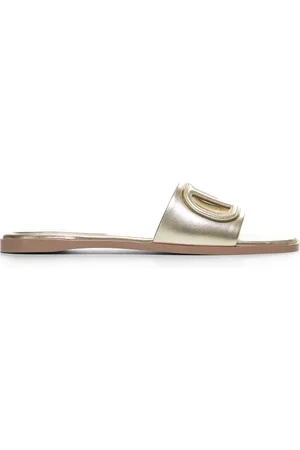 VALENTINO GARAVANI Buty, Kobieta, Żółty, 38 1/2 EU, Skóra, Laminowane skórzane wsuwane buty VLogo