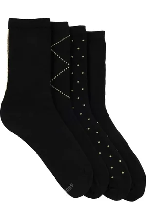 HUGO BOSS Bielizna, Kobieta, Czarny, ONE SIZE, Bawełna, Błyszczący Zestaw Skarpetek o Standardowej Wysokości