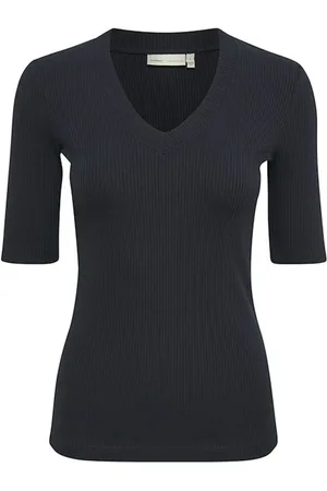 INWEAR Koszulki, Kobieta, Czarny, L, Bawełna, T-shirt z dekoltem w serek