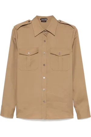Tom Ford Bluzki, Kobieta, Beżowy, XS, Koszula z długim rękawem