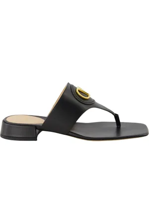VALENTINO GARAVANI Buty, Kobieta, Czarny, 36 EU, Skóra, Klapki VLogo z czarnej skóry