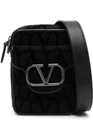 VALENTINO GARAVANI Torebki, Mężczyzna, Czarny, ONE SIZE, Len, Locò Toile Iconographe Bag