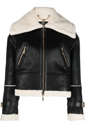 Elisabetta Franchi Kurtki, Kobieta, Czarny, L, Kurtki z futerkiem w stylu Aviator