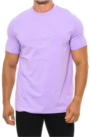 Karl Lagerfeld Koszulki, Mężczyzna, Fioletowy, 2XL, Bawełna, Klasyczna koszulka z krótkim rękawem