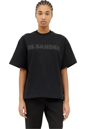 Jil Sander Koszulki, Kobieta, Czarny, M, Bawełna, T-shirt z nadrukiem logo