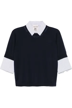 SEMICOUTURE Swetry, Kobieta, Niebieski, L, Niebieski Sweter z Wełny Moda Damska