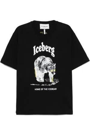 Iceberg Koszulki, Mężczyzna, Czarny, L, Bawełna, Czarny T-shirt z Nadrukiem Logo z Okrągłym Dekoltem
