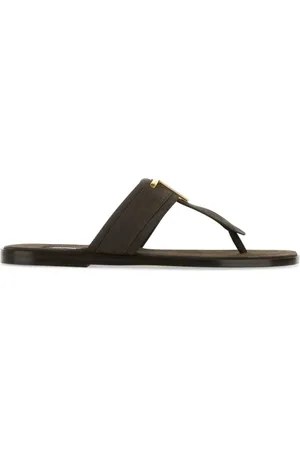 Tom Ford Buty, Mężczyzna, brązowy, 41 EU, Zamsz, Klapki japonki z logo