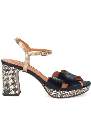 Chie Mihara Buty, Kobieta, Czarny, 37 1/2 EU, Zamsz, Geometryczne Czarne Skórzane Sandały