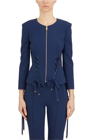 Elisabetta Franchi Kurtki, Kobieta, Niebieski, M, Cienka Kurtka z Zamkiem