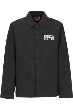 Kenzo Kurtki, Mężczyzna, Czarny, L, Czarna kurtka z kołnierzem i logo