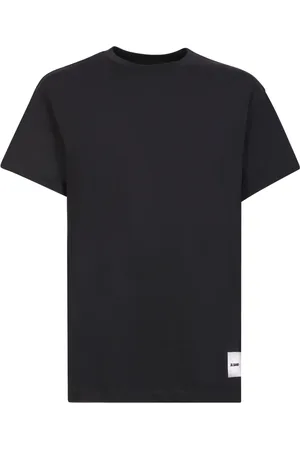 Jil Sander Koszulki, Mężczyzna, Czarny, S, Bawełna, Minimalistyczny czarny T-shirt z naszywką z logo