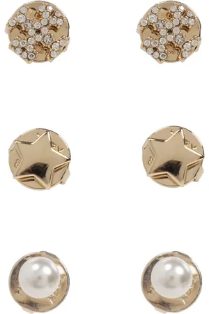 Tory Burch Akcesoria, Kobieta, Żółty, ONE SIZE, Złoty Zestaw Kolczyków Bijoux z Gwiazdami