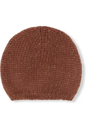 Cortana Akcesoria, Kobieta, brązowy, S, Wełna, Dzianinowa czapka beanie z baby alpaki i jedwabiu