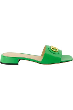 VALENTINO GARAVANI Buty, Kobieta, Zielony, 37 EU, Skóra, Klapki skórzane VLogo