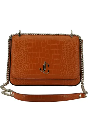 Jimmy Choo Torebki, Kobieta, Pomarańczowy, ONE SIZE, Skóra, Torebka na ramię ze skóry tłoczonej we wzór krokodyla