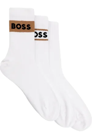 HUGO BOSS Bielizna, Mężczyzna, Biały, ONE SIZE, Krótkie prążkowane skarpetki do kostki, 3-pak