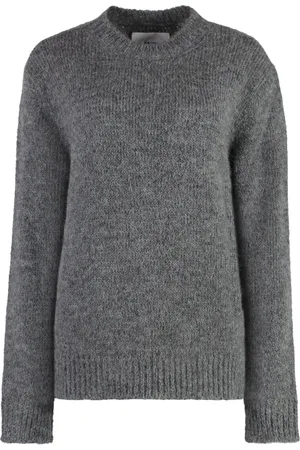 Jil Sander Swetry, Kobieta, Szary, M, Wełna, Sweter z Wełny Alpaki z Okrągłym Dekoltem
