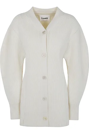 Jil Sander Swetry, Kobieta, Biały, S, Długi kardigan z dekoltem w serek