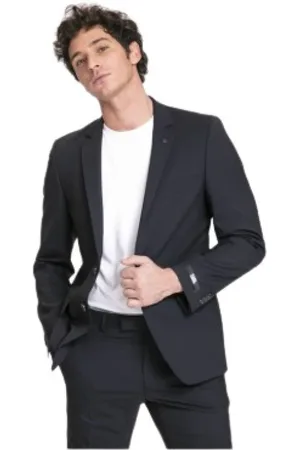 Karl Lagerfeld Kurtki, Mężczyzna, Czarny, 4XL, Wełna, Granatowo-Czarna Marynarka Garniturowa