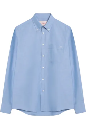 VALENTINO GARAVANI Koszule, Mężczyzna, Niebieski, 2XL, Bawełna, Koszula Regular Fit z Kieszenią