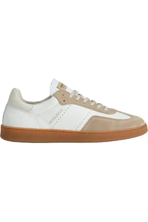 Woolrich Buty, Mężczyzna, Biały, 42 EU, Skóra, Skórzane sneakersy z beżowymi akcentami