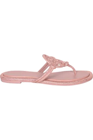 Tory Burch Buty, Kobieta, Różowy, 39 EU, Różowe sandały z kryształkami z skóry