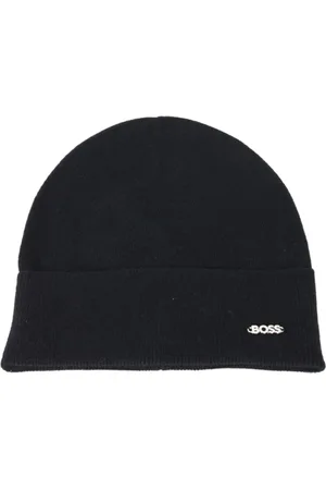 HUGO BOSS Akcesoria, Kobieta, Czarny, ONE SIZE, Kaszmir, Wełniany beret z kaszmirem i metalowym logo