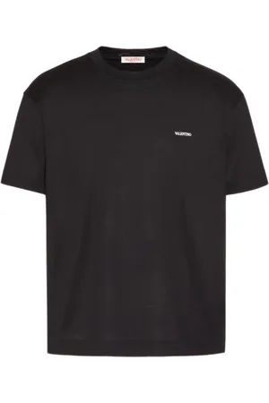 VALENTINO GARAVANI Koszulki, Mężczyzna, Czarny, M, Bawełna, Bawełniany T-shirt z nadrukiem logo