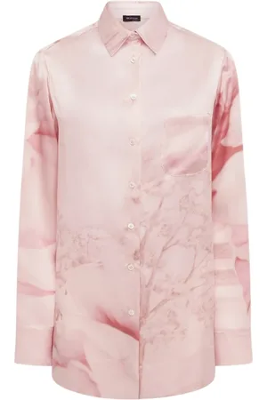 Kiton Bluzki, Kobieta, Różowy, S, Jedwabna koszula Naples Garden z nadrukiem