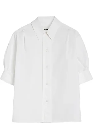Jil Sander Bluzki, Kobieta, Biały, M, Bawełna, Biała bawełniana koszula zapinana na guziki