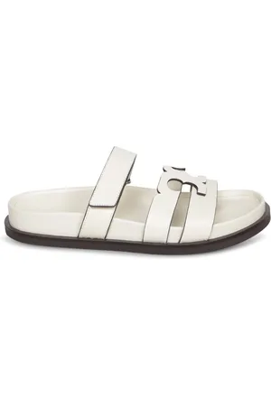 Tory Burch Buty, Kobieta, Biały, 39 EU, Białe Skórzane Sandały dla Kobiet