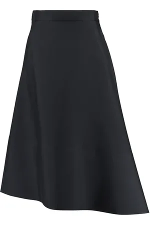Jil Sander Spódnice, Kobieta, Niebieski, S, Spódnica midi o linii A z mieszanki jedwabiu