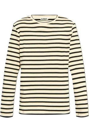 Jil Sander Koszulki, Mężczyzna, Beżowy, M, Bawełna, T-shirt w paski