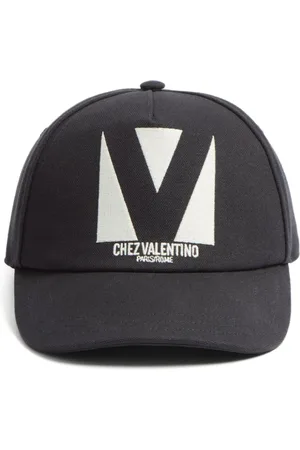 VALENTINO GARAVANI Akcesoria, Mężczyzna, Czarny, 56 CM, Bawełna, Bawełniana czapka z haftowanym logo
