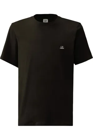 C.P. Company Koszulki, Mężczyzna, Czarny, M, Koszulka z Logo Jersey Czarna Regular Fit