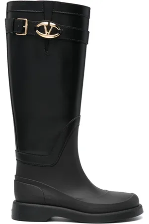 VALENTINO GARAVANI Buty, Kobieta, Czarny, 37 EU, Skóra, Kalosze VLogo The Bold Edition