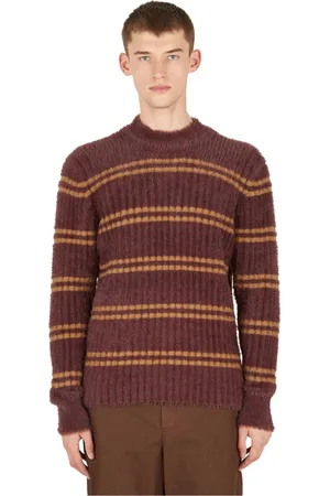 Jacquemus Swetry, Mężczyzna, brązowy, S, Pasiasty Sweter Dzianinowy