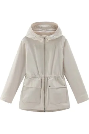 Woolrich Płaszcze, Kobieta, Beżowy, M, Poliester, Kurtka Outdoorowa z Kapturem