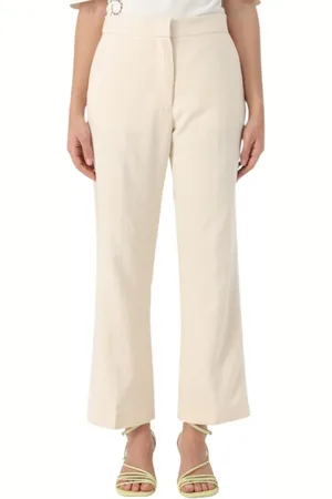 Msgm Spodnie, Kobieta, Beżowy, S, Proste Spodnie Crop Ivoire