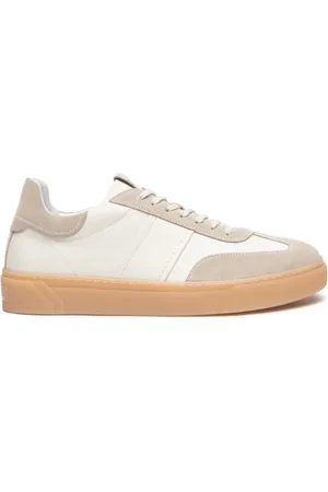 Nero Giardini Buty, Mężczyzna, Biały, 44 EU, Zamsz, Sneakersy z skóry i zamszu w kolorze kości słoniowej