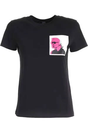Karl Lagerfeld Koszulki, Kobieta, Czarny, XL, Bawełna, Legend Double Print Tee