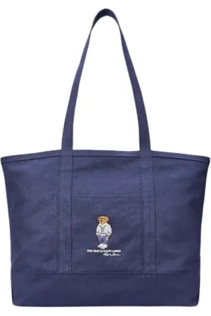 Ralph Lauren Torebki, Kobieta, Niebieski, ONE SIZE, Bawełna, Duża torba Polo Bear