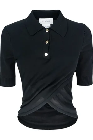 Sportmax Koszulki, Kobieta, Czarny, S, Len, Czarne T-shirty i Pola