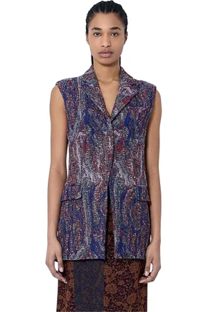 DRIES VAN NOTEN Kurtki, Kobieta, Fioletowy, S, Dopasowany kamizelka z fakturą